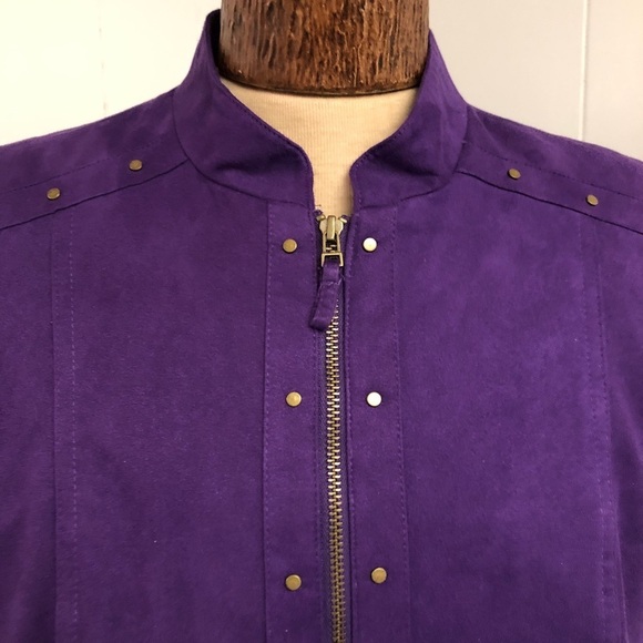 Womens Purple Faux Suede Jacket. Size 14. TanJay. Like NEW - Picture 3 of 9